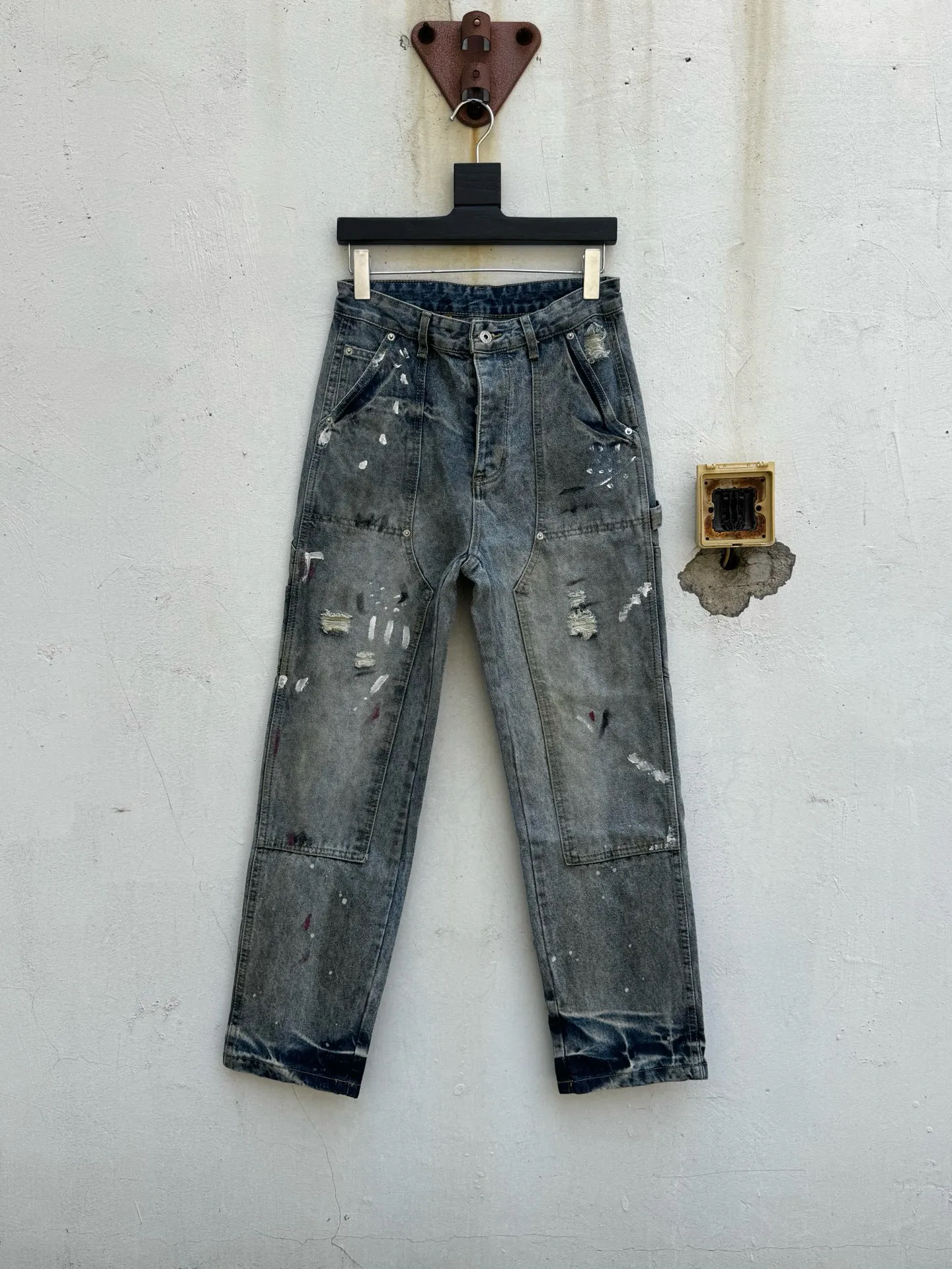 P260💰G97 GALLERY DEPT. Logging retro old stained ink denim bell bottoms washed jeans Size: 28 30 32 34 36